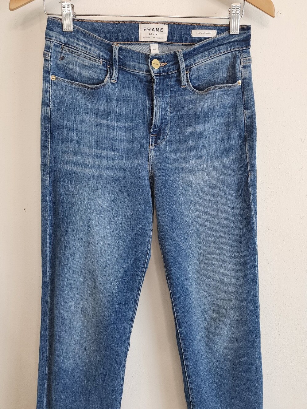 FRAME Le High Straight Split Hem Caroline Jeans Size 28 Cropped High Rise Medium - Picture 3 of 11